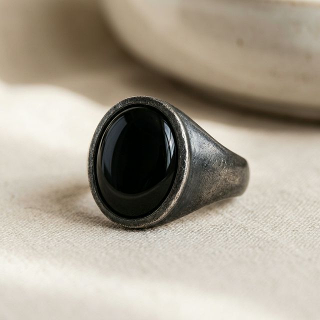 Midnight Obsidian Signet Ring